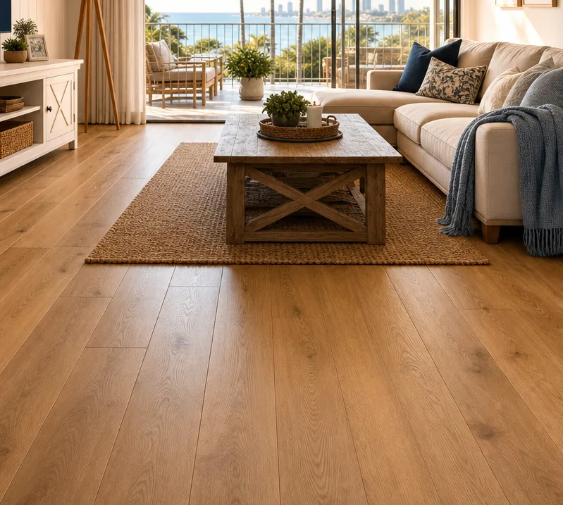 A finished living room floor at the end of the day